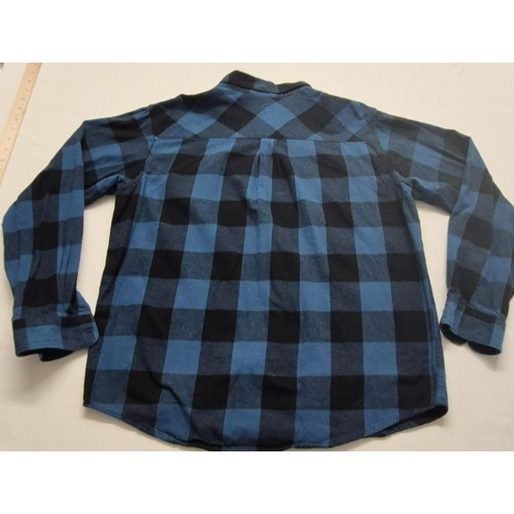 Magellan Outdoor‎ Men's Classic Fit Blue/Black Plaid Button Up Shirt LG - Picture 6 of 11